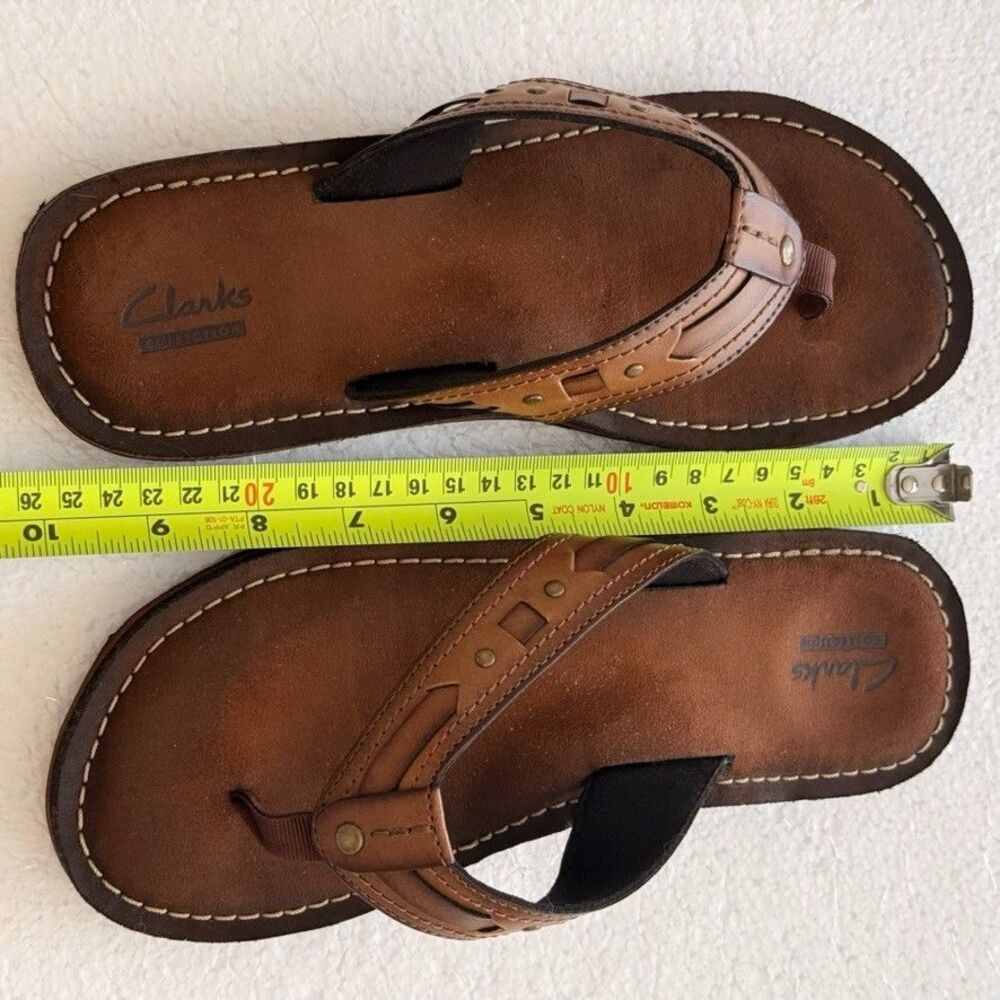 Clarks Fenner Sandals Women’s 8M Brown Honey Leather Flip Flops NEW - Picture 4 of 5